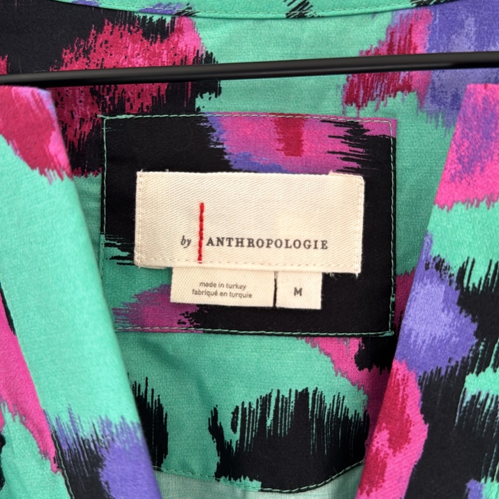 Anthropologie Mint Green Maxi Dress with Purple & Black Floral Print - Picture 6 of 16